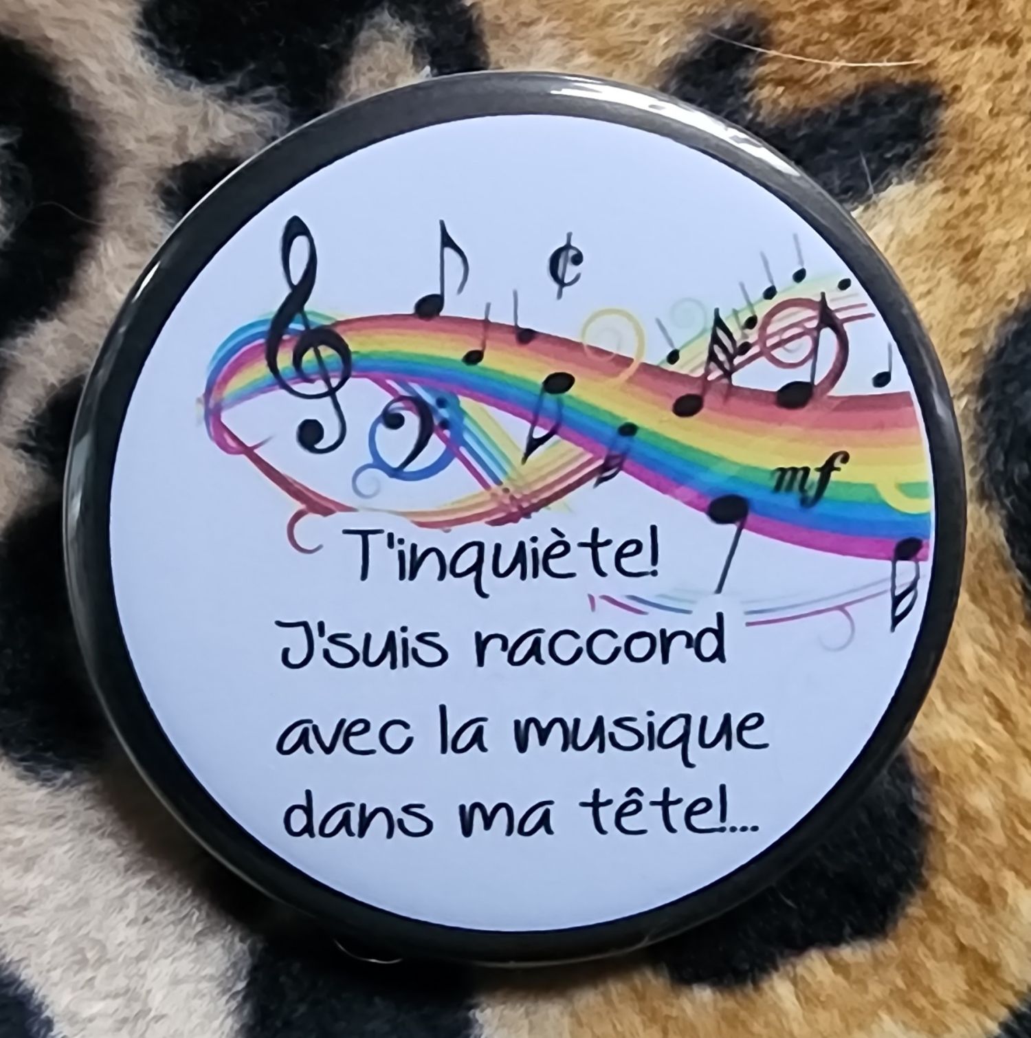 Badge de carnaval "la musique dans ma tête" - création dunkerquoise